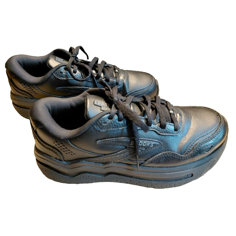 Brooks Ghost Max 2 Leather Women's 8 D Wide Black Walking Shoes